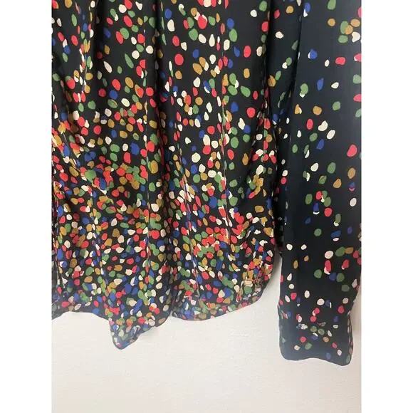 MAEVE Anthropologie Confetti Print Button Front Shirt Size 4 Black Multicolor - Picture 3 of 10